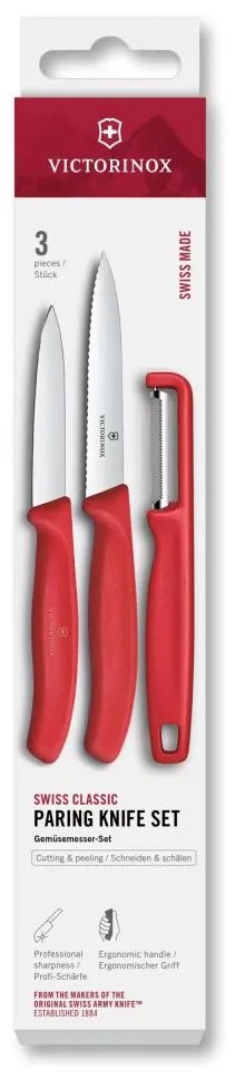 Victorinox - Set di coltelli da cucina con pelapatate SWISS CLASSIC 3 pezzi rosso