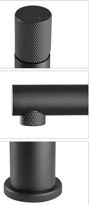 Set miscelatori nero opaco lavabo bidet e doccia con leve zigrinata Gemini