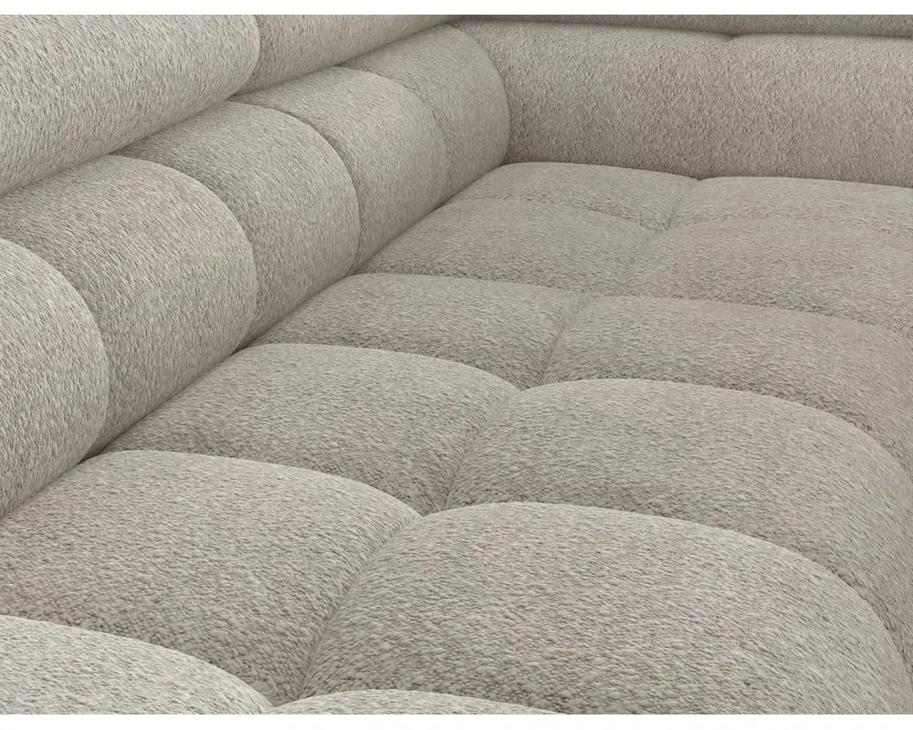 Divano angolare color crema allungabile/con contenitore (con penisola a destra/a L) e rivestimento in bouclé Ferucce – ELTAP