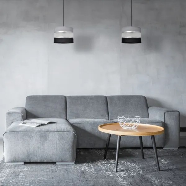 Lampadario a sospensione con filo HELEN 1xE27/15W/230V diametro 20 cm nero/grigio/argento