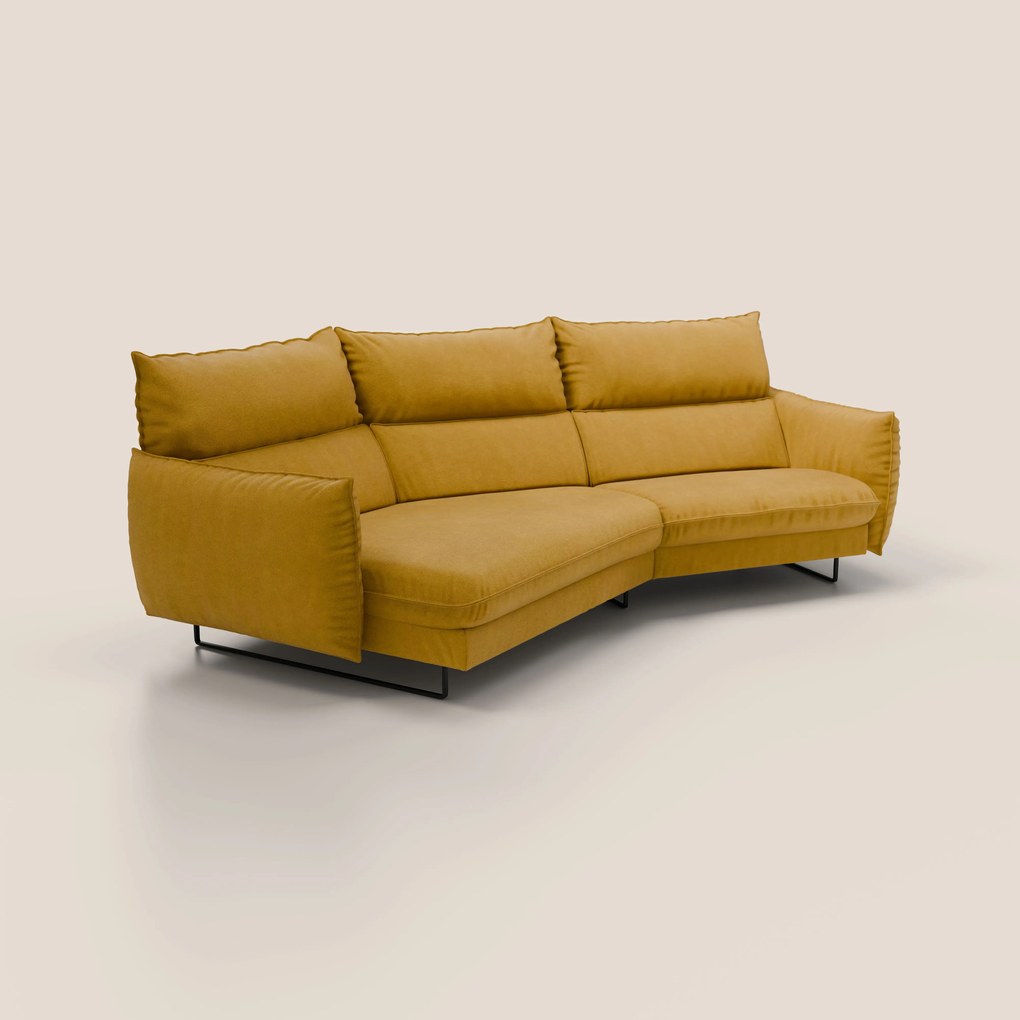 Monamour divano moderno angolare con opzione relax elettrico in microfibra smacchiabile impermeabile T11 giallo