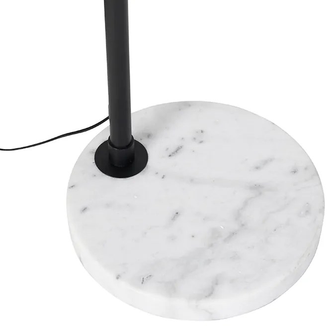 Lampada ad arco moderna nera con base bianca regolabile senza paralume - XXL