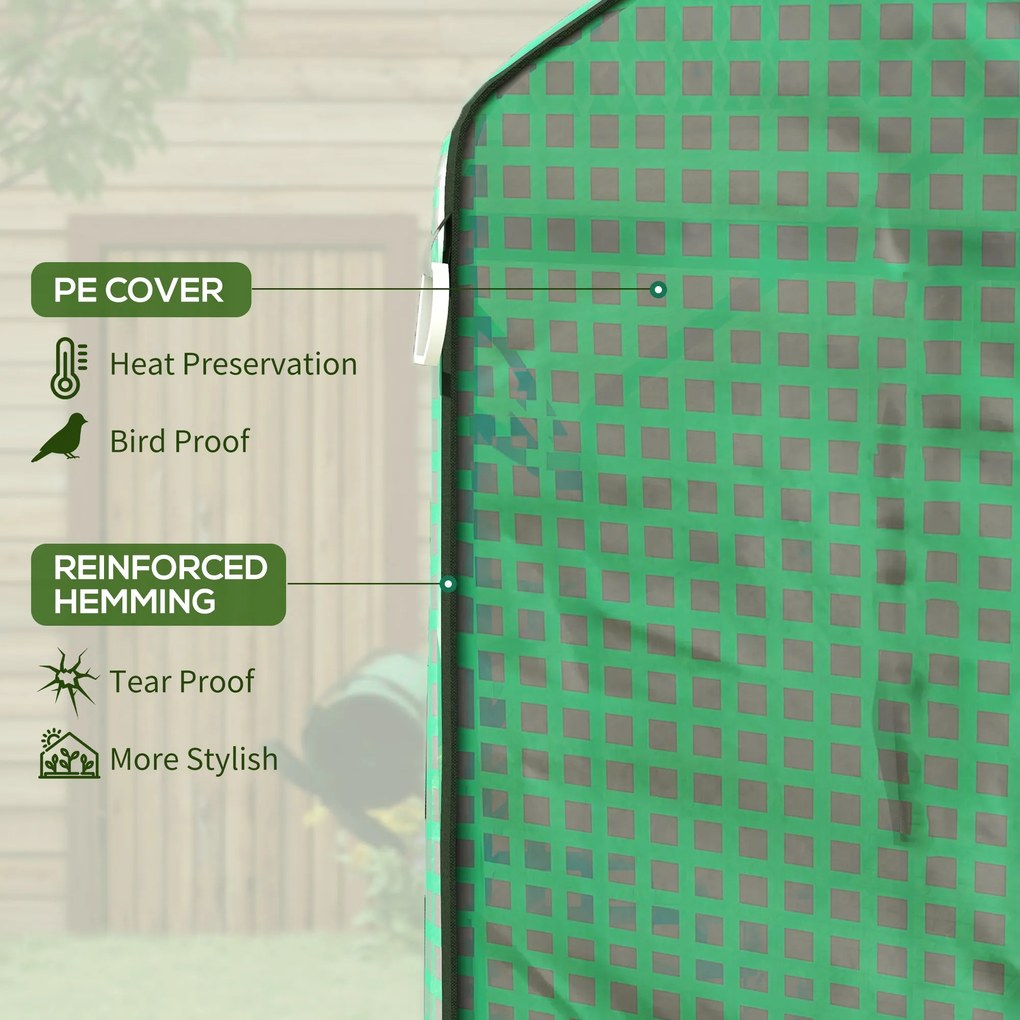 Copertura per Serra da Giardino con Porta a Cerniera e Finestre 140x73x190 cm in PE Verde...