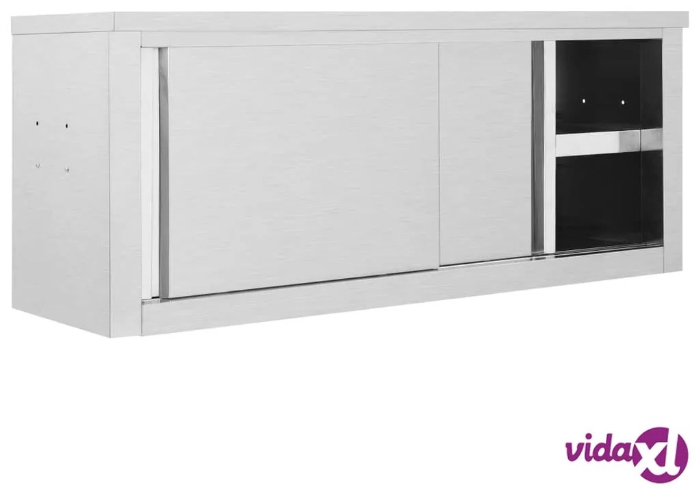 vidaXL Armadio da Cucina ad Ante Scorrevoli 120x40x50cm Acciaio Inox