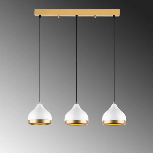 Lampadario a cavo YILDO 3xE27/40W/230V bianco/oro