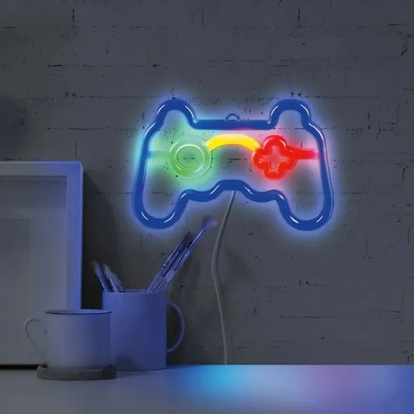 LED Decorazione murale al neon GAME LED/3W/3xAA USB blu