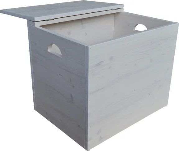 Cassapanca pouf contenitore in legno massello SHABBY CHIC cm 58