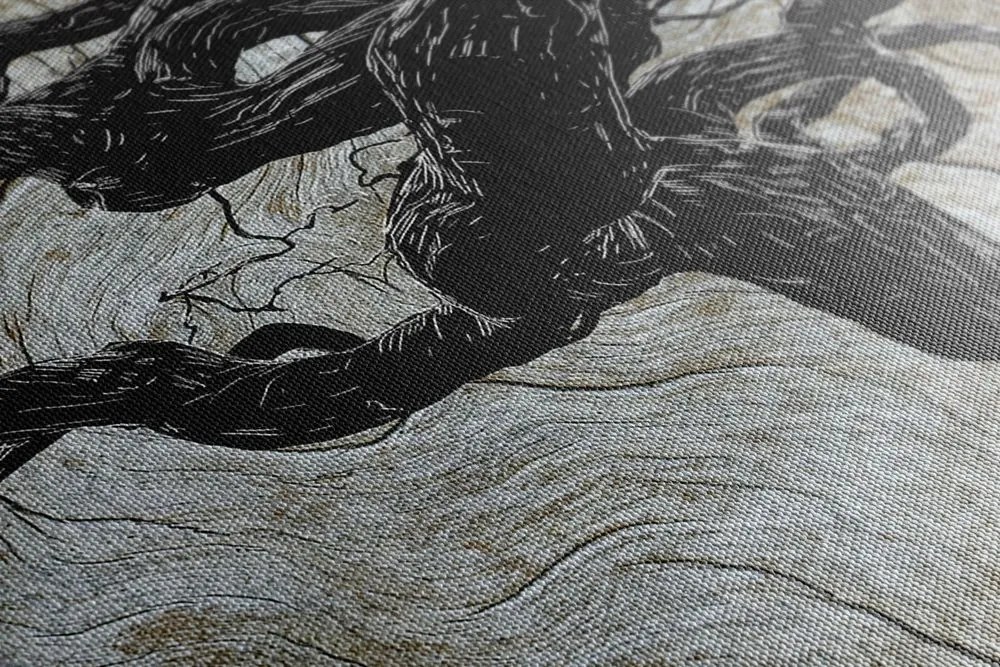Stampa su tela – Albero astratto su legno