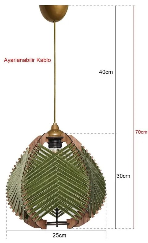 Lampadario in verde scuro/di colore naturale con paralume in tessuto ø 25 cm – Opviq lights