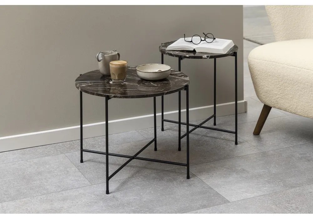 Tavolino rotondo con piano in marmo ø 42 cm Avila – Actona