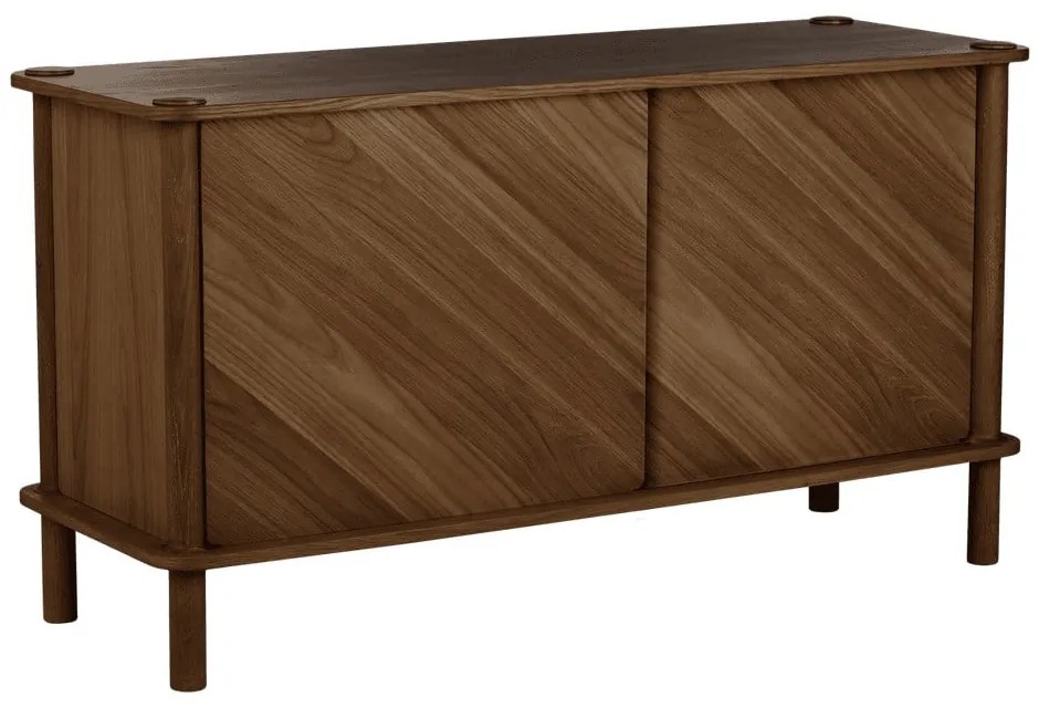 Cassettiera marrone in rovere massiccio con ante scorrevoli 135x73,5x48 cm Italic – UMAGE