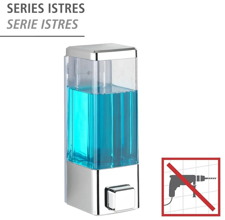 Dispenser di sapone in plastica a parete in argento 0,32 l Istres - Wenko