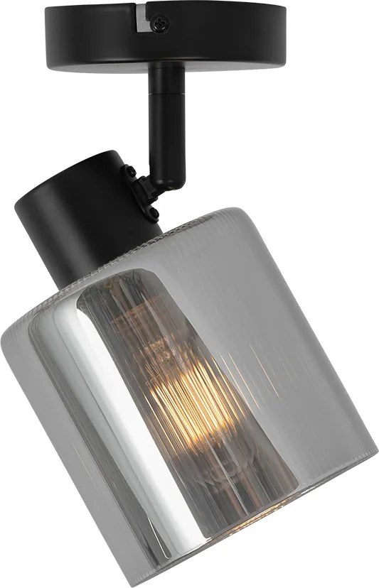 Faretto da soffitto Art Déco nero con vetro fumé regolabile - Laura