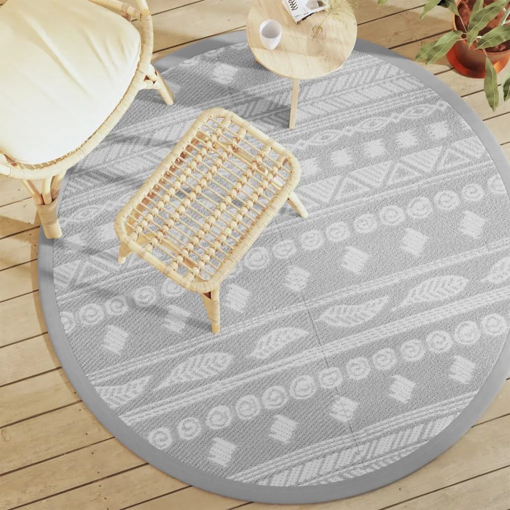 Tappeto Da Esterno Arakıl Grigio Ø160 Cm İn Pp /