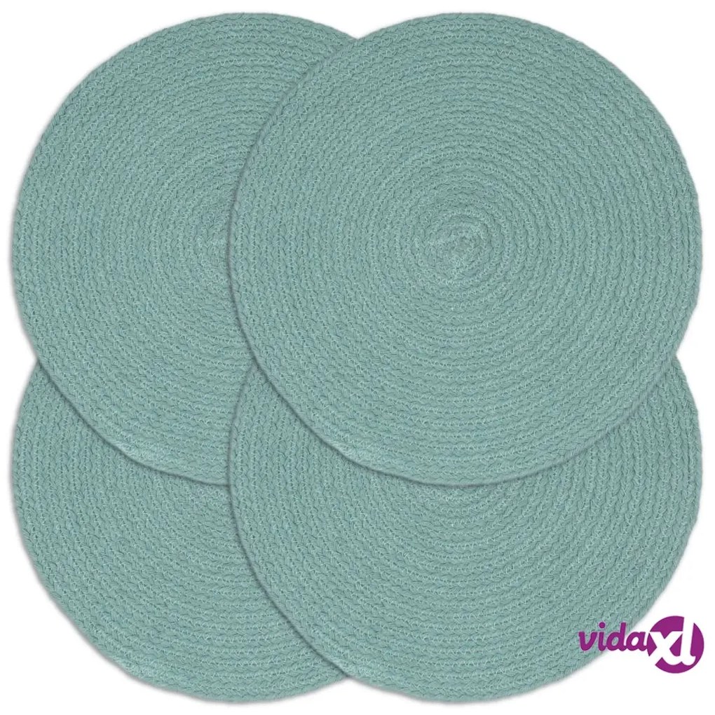 vidaXL Tovagliette 4 pz Verde Neutro 38 cm Rotonde in Cotone