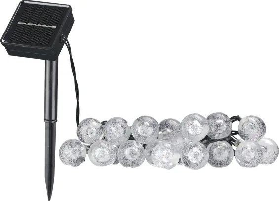 LED Solare catena decorativa BUBBLE GLASS 20xLED/8 funzioni 4,85 m 600 mAh IP44