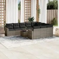 Set Divani da Giardino 11 pz con Cuscini in Polyrattan Grigio 3251837