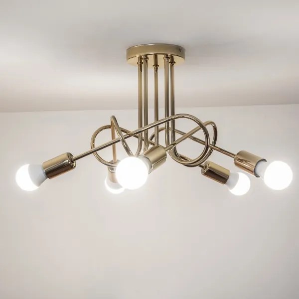 Lampadario a plafone OXFORD 5xE27/15W/230V, finitura dorata