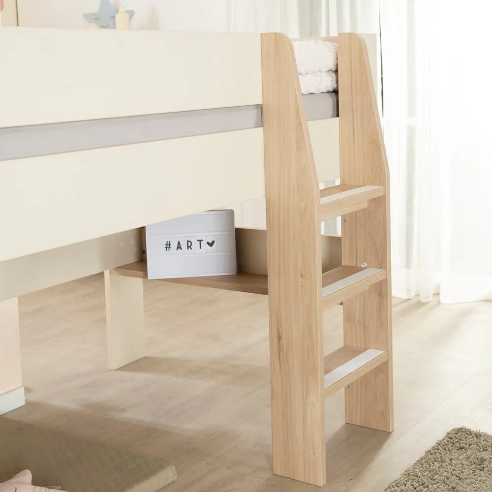 Letto da bambini rialzato beige rete non inclusa 90x200 cm Loft – Roba