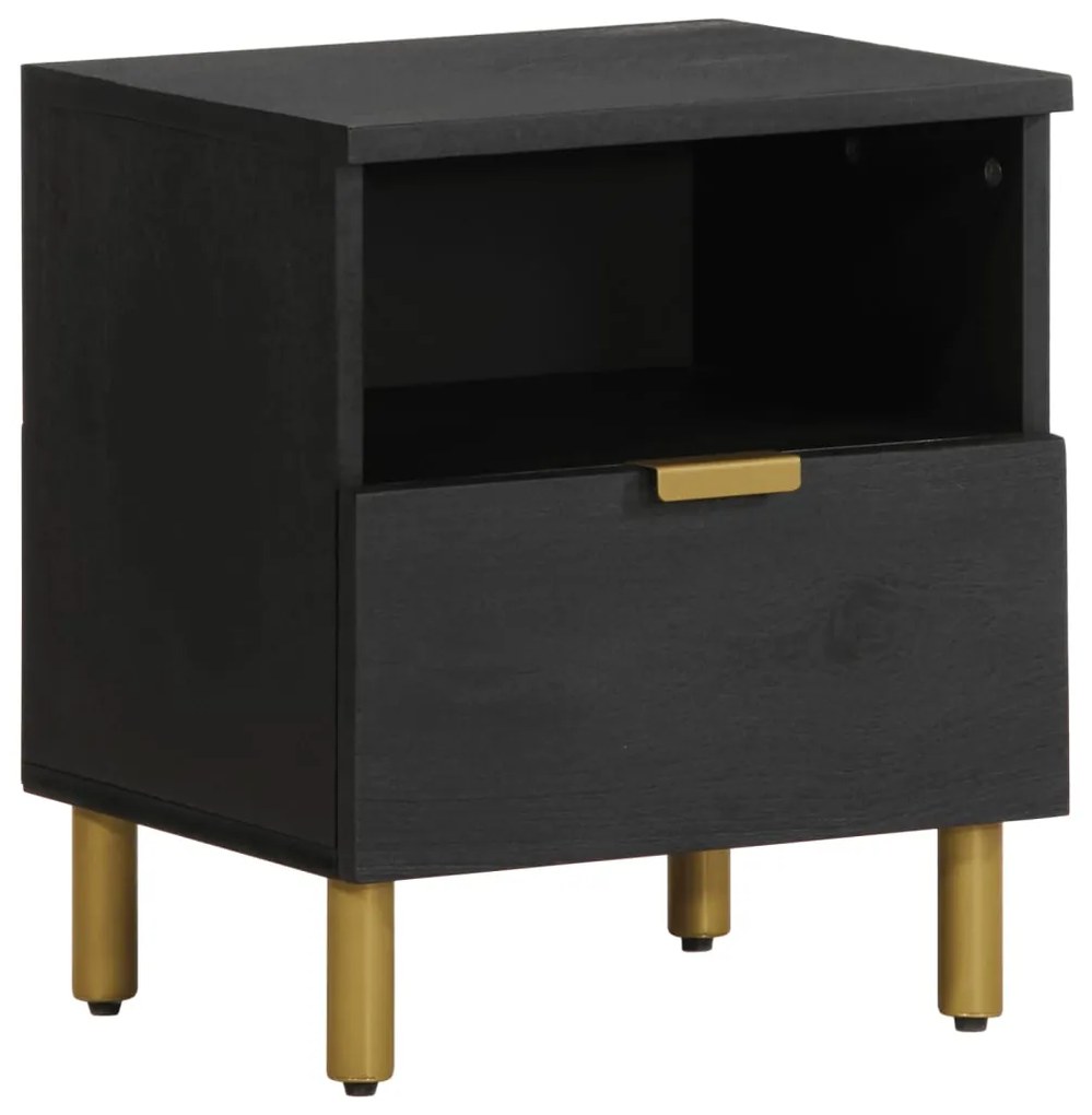 Comodino Nero 40x33x46 Cm İn Legno Multistrato /