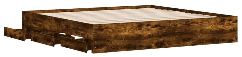 Giroletto con cassetti rovere fumo 200x200 cm legno multistrato