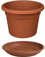 Vaso Tondo + Sottovaso in Plastica PPL Colore Terracotta Diametro 80 cm Altezza 52 cm 162 Litri