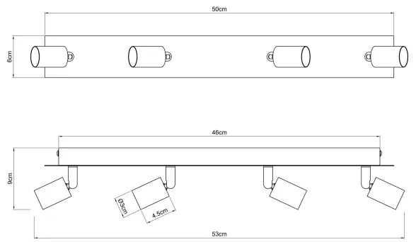 Globo 57998-4B - Faretto DREW 4xGU10/35W/230V nero/ottone