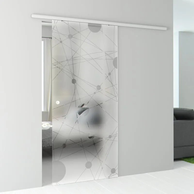 Porta scorrevole reversibile Euclide in alluminio trasparente, L 76 x H 215 cm, con binario Atena