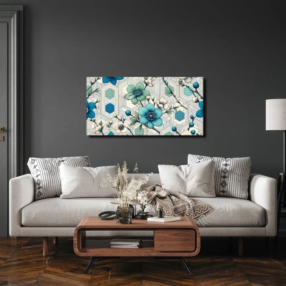 Quadro su tela – Combinazione di fiori e geometria