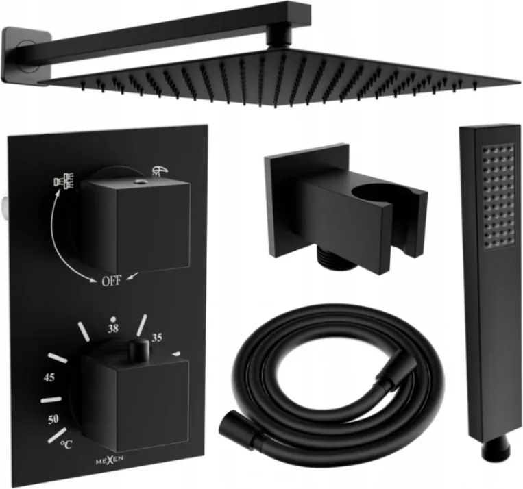 Mexen Cube DR02 set doccia incasso con soffione 30 cm, nero - 77502DR0230-70