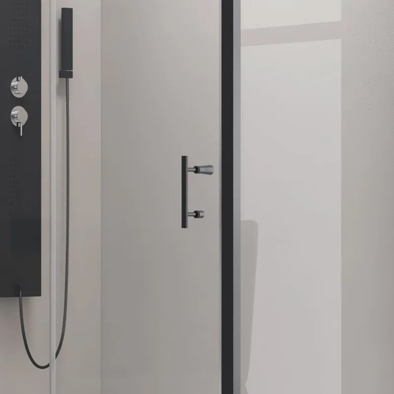 Box doccia 120x80cm angolare con telaio nero e anta scorrevole KFN5000S - KAMALU