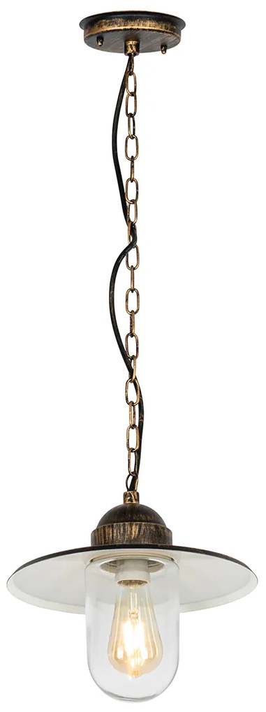 Lampada a sospensione da esterno rustica oro antico IP44 - Kansas