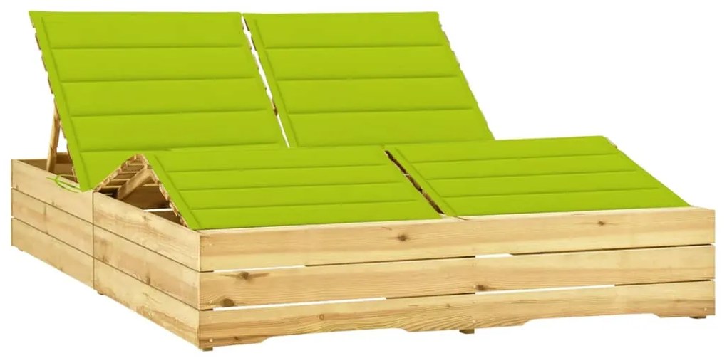 Prendisole Doppio E Cuscini Verde Brillante İn Pino Impregnato /