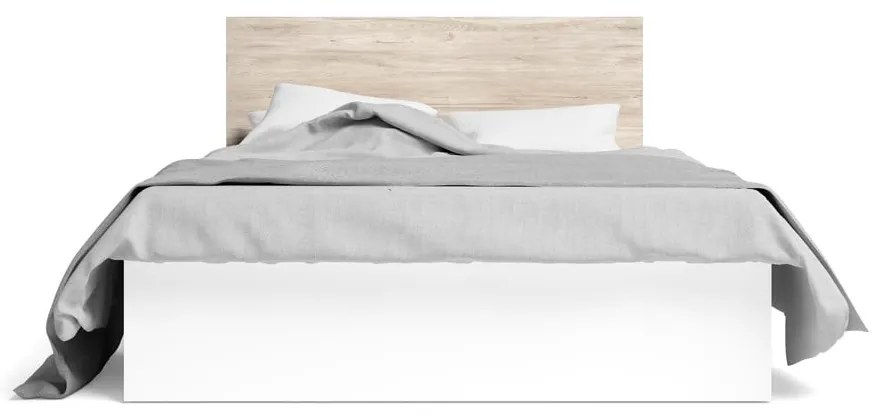 Letto matrimoniale in rovere bianco/naturale con contenitore 140x190 cm Sahara - Marckeric