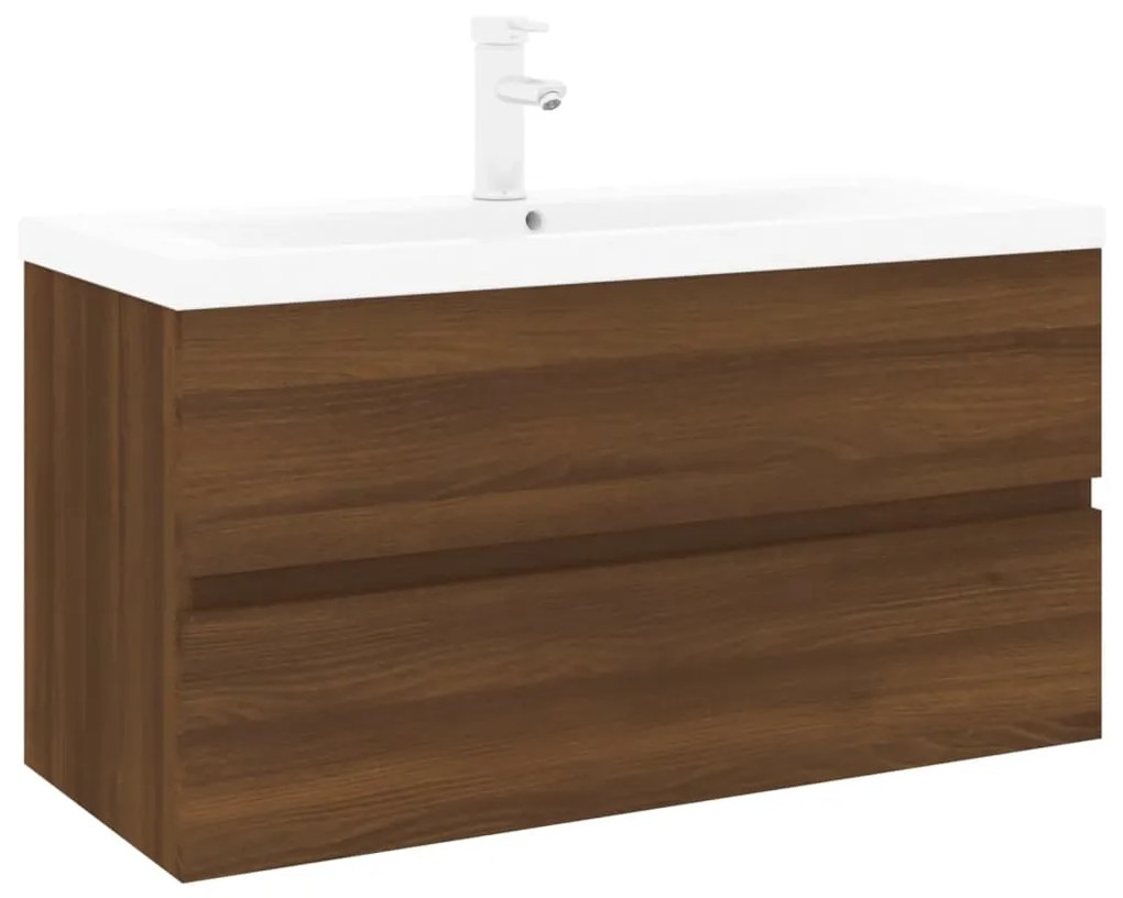 Mobile bagno lavabo integrato rovere marrone legno multistrato