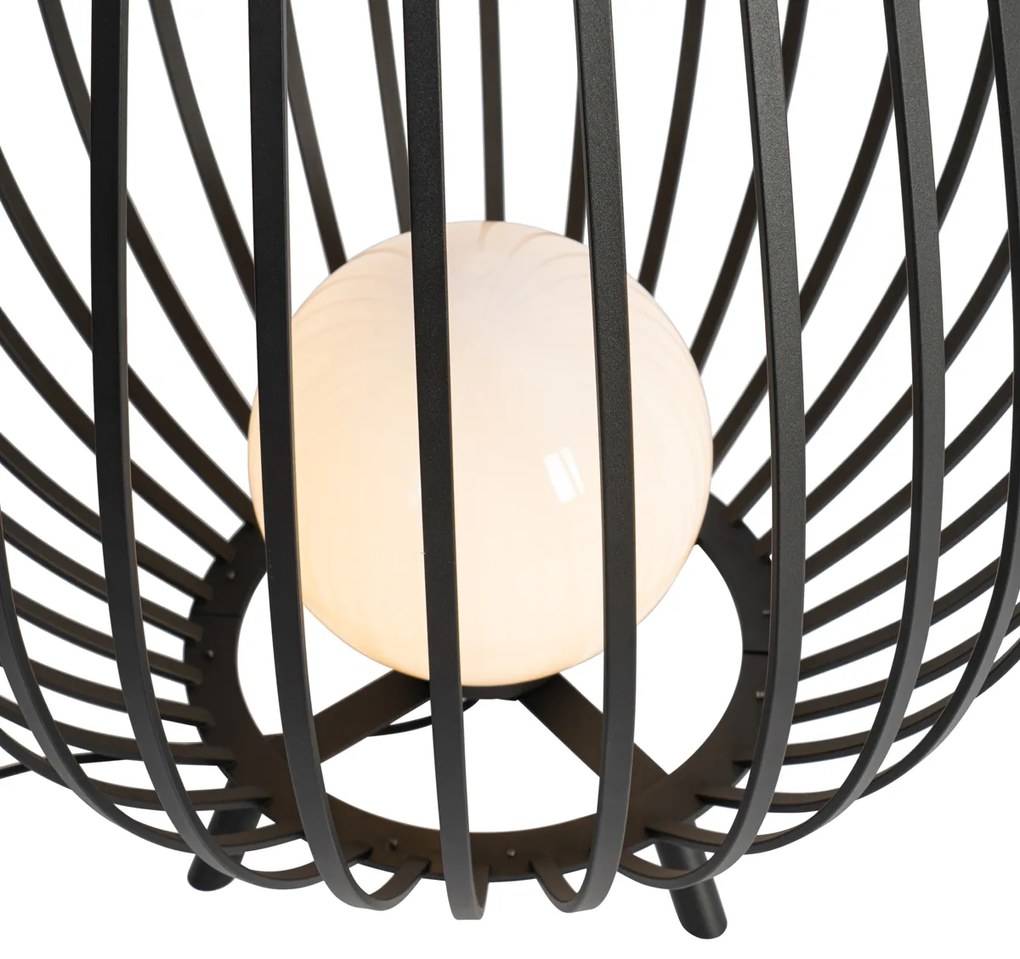 Lampada da terra di design nera con opale 110 cm - Angela