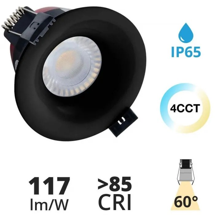 Faro LED da Incasso 8W Foro Ø75mm Nero, IP65, CCT Bianco Variabile Colore Bianco Variabile CCT