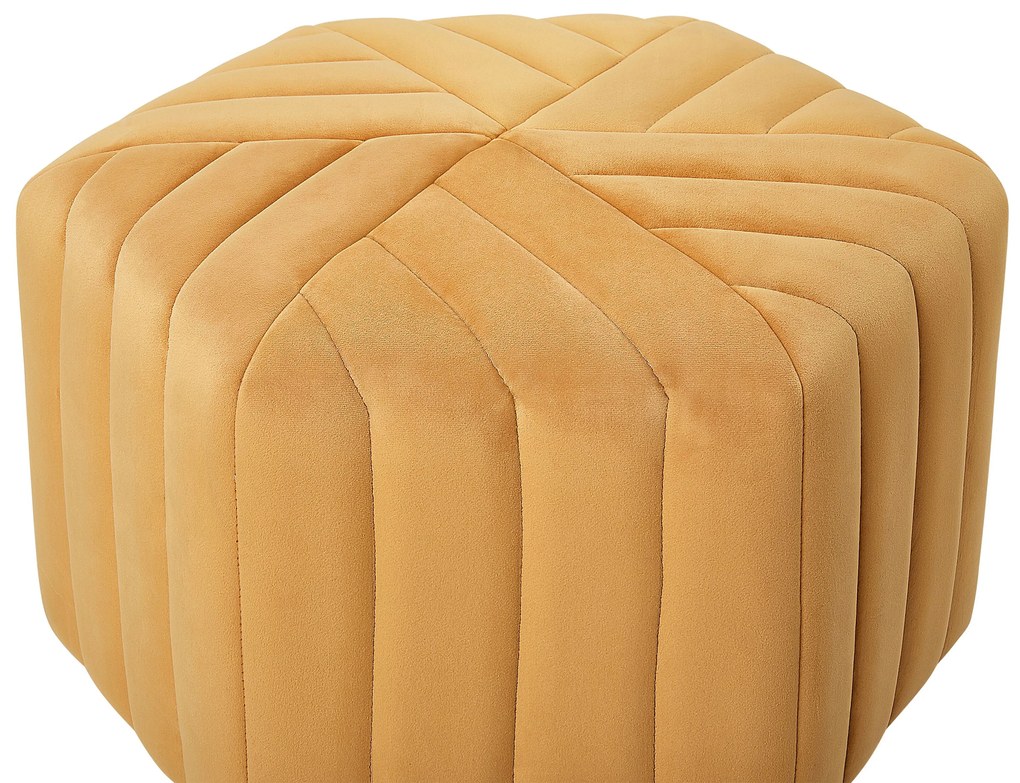 Pouf velluto giallo senape MURIETTA Beliani