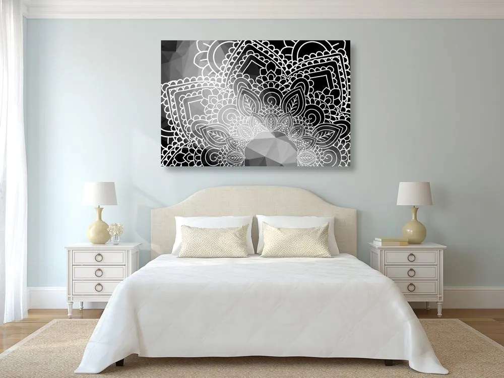 Quadro su tela – Elementi di Mandala in bianco e nero