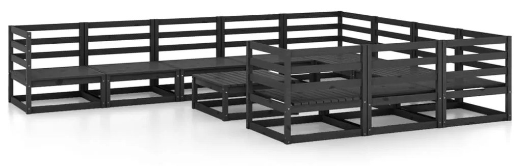 Set divani da giardino 11 pz in legno massello di pino