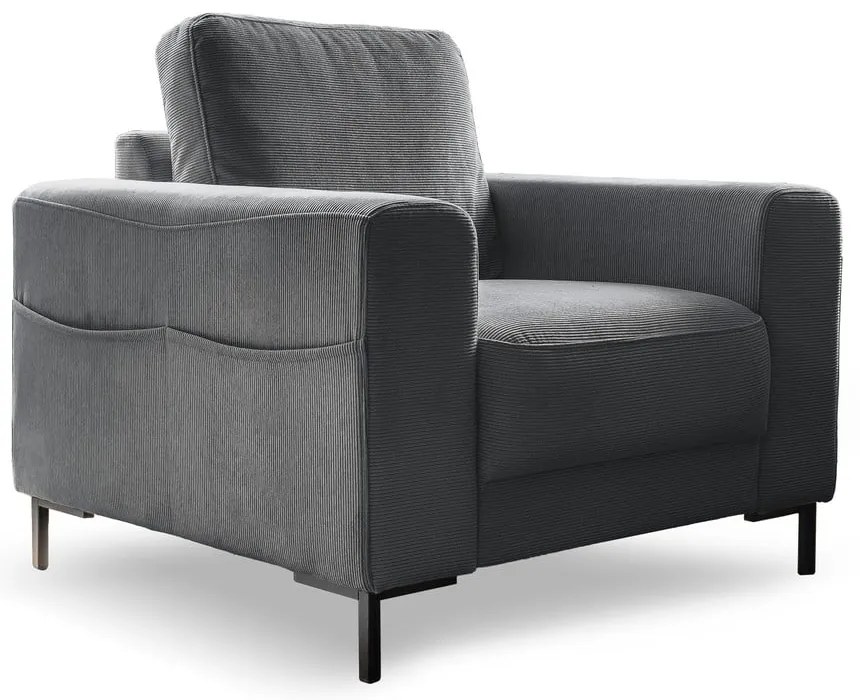 Poltrona in velluto a coste grigio scuro Lofty Lilly - Miuform