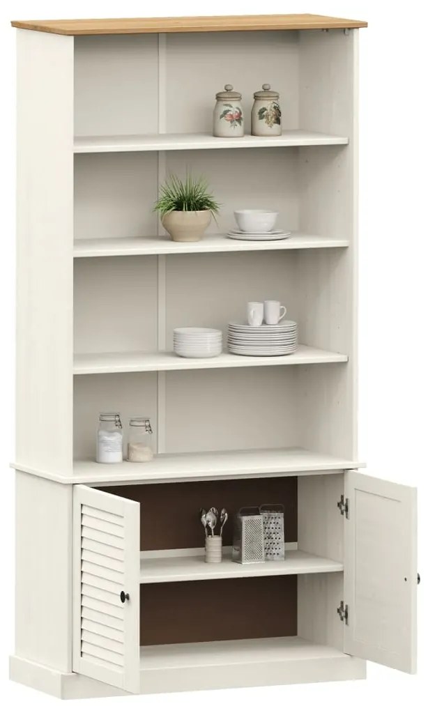 Libreria VIGO 85x35x170 cm in Legno Massello di Pino Bianco