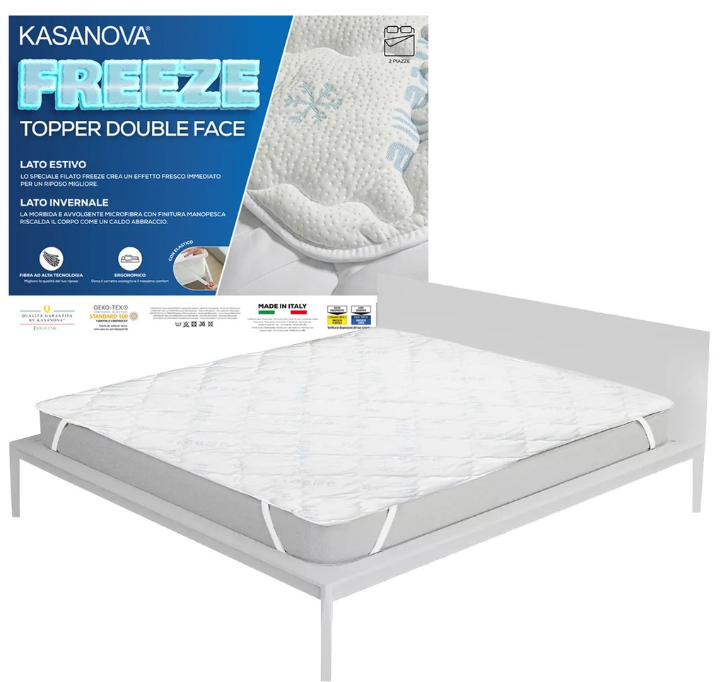 Topper matrimoniale double face lato estivo e invernale Freeze