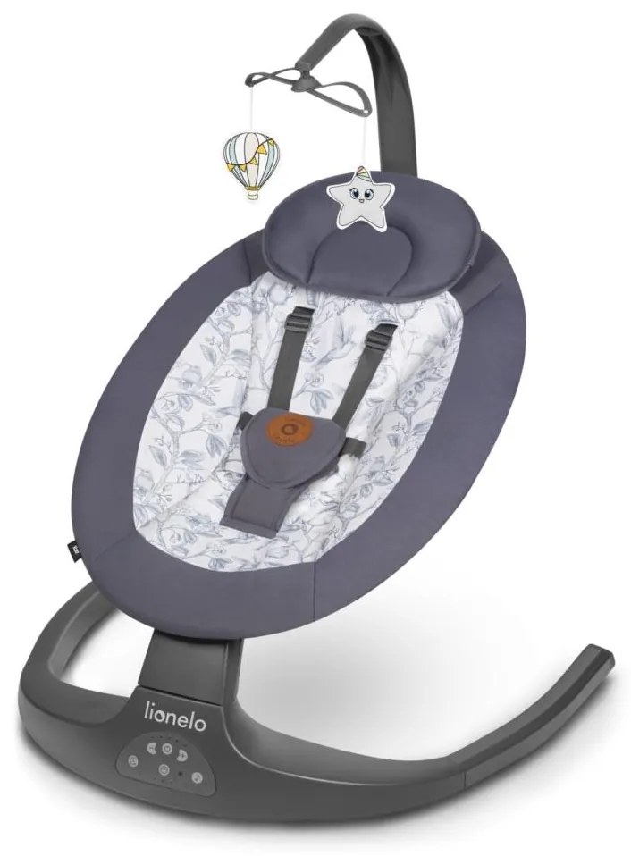 Lionelo - RALF Baby Sdraietta con Melody, 4xAA, Grey/White + Remote Control