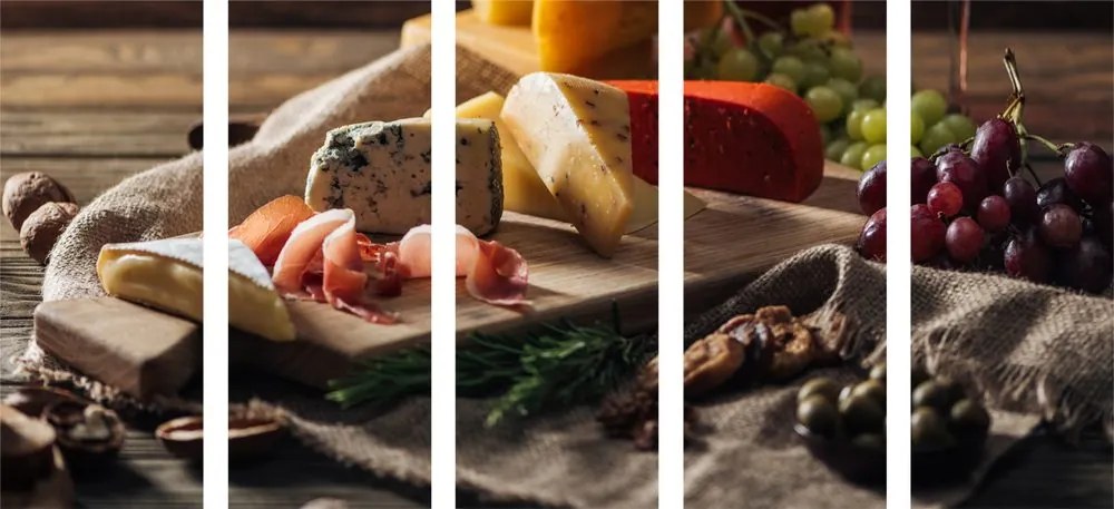 Quadri 5 pezzi – Variazione di formaggi su tavola