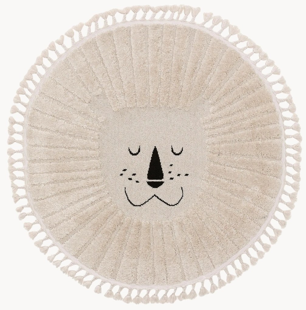 Tappeto rotondo per bambini con nappe e motivo in rilievo Momo