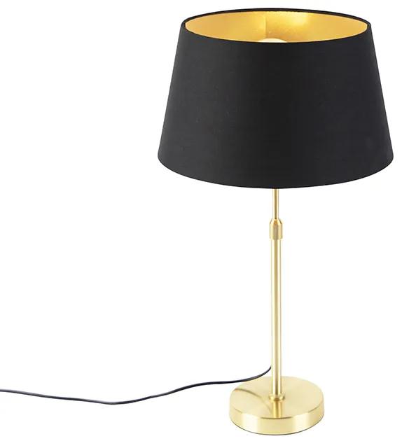 Lampada da tavolo oro / ottone con paralume nero con oro 32 cm - Parte