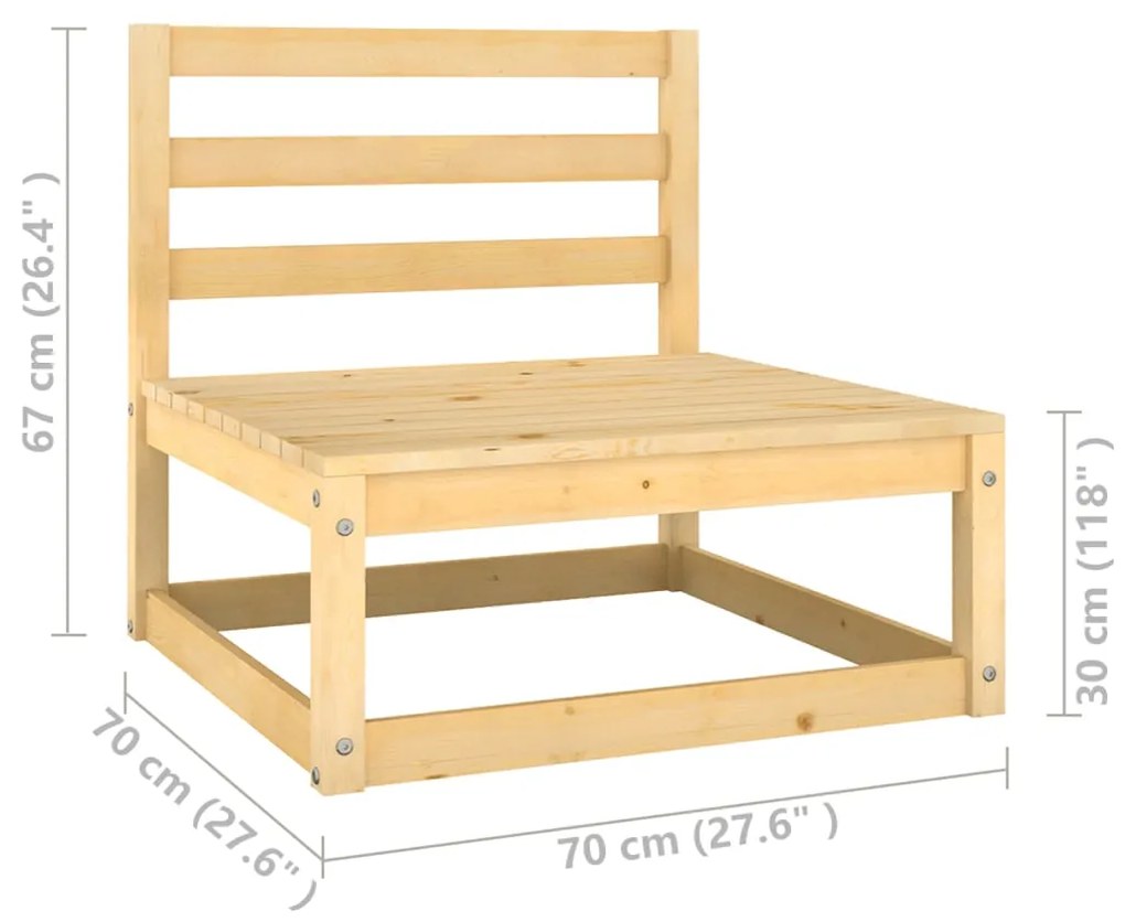 Set Divani da Giardino 5 pz con Cuscini Legno Massello di Pino