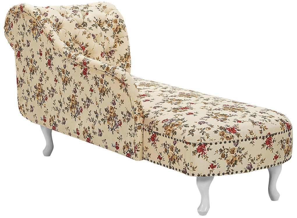 Chaise longue destra modello floreale beige NIMES Beliani