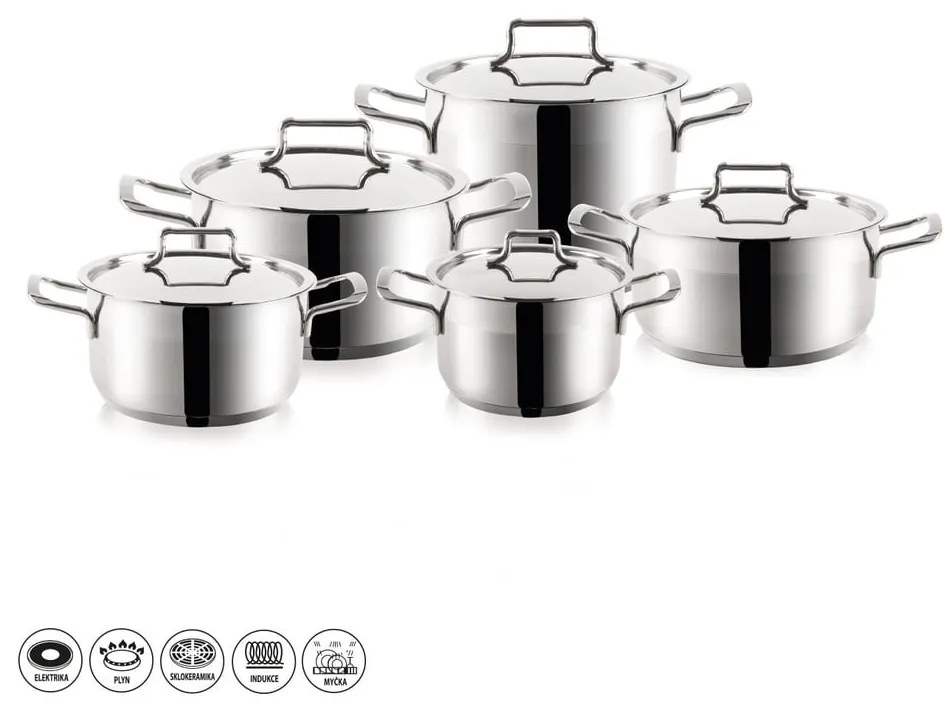 Set di pentole in acciaio inox da 10 pezzi Anett - Orion
